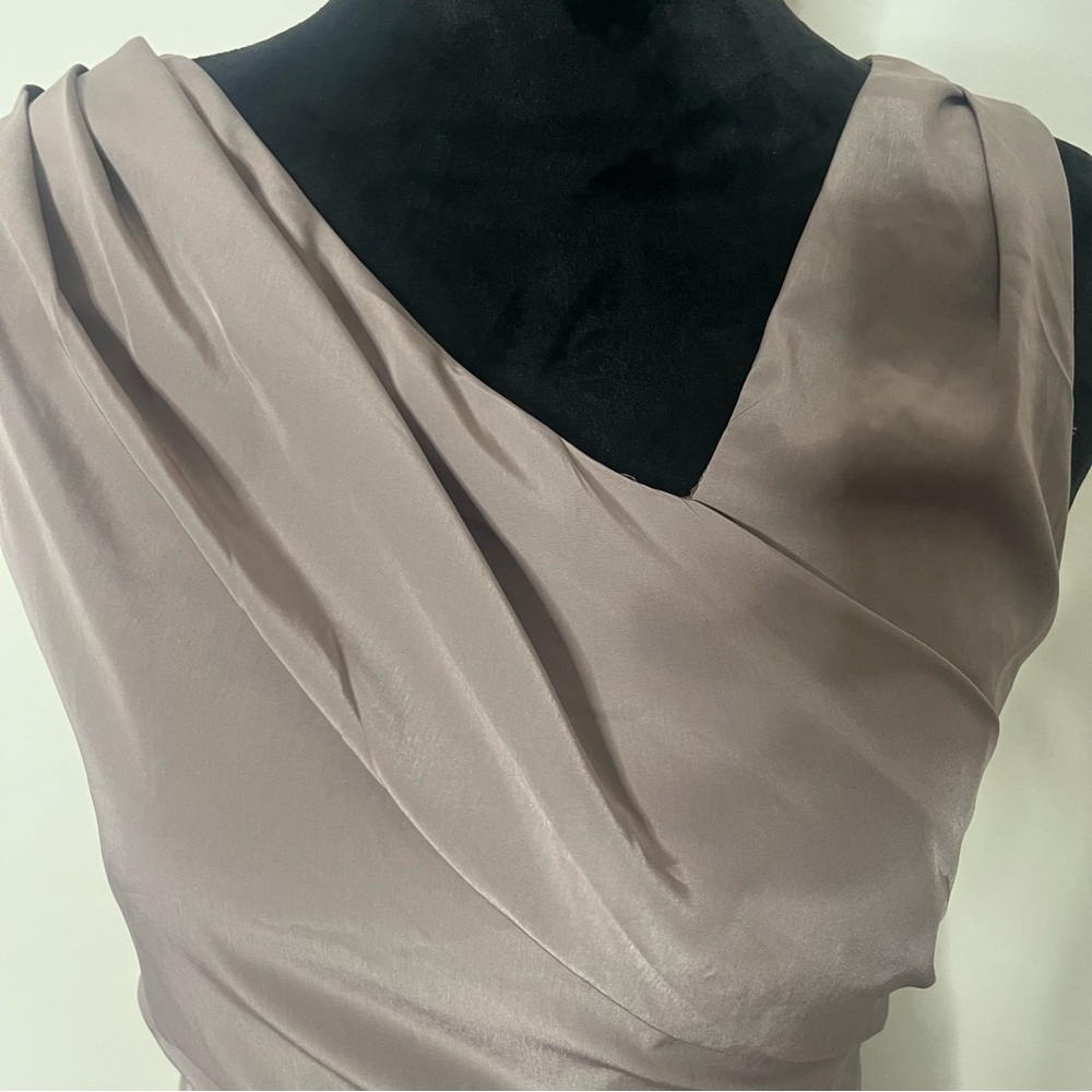 2 B Rych Women’s Taupe Sleeveless Knee Length Silk Cocktail Dress Sz XS - Picture 8 of 14